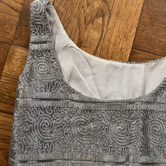 Custom Sliver lace shift dress with matching fabric shawl. - Picture 2 of 4